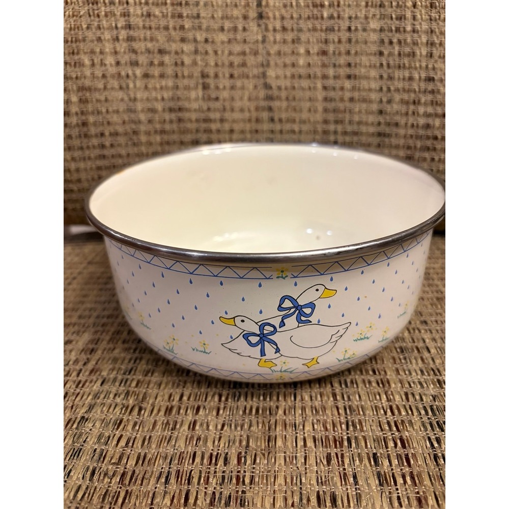 Vintage Country Rhody Goose nesting enamel Bowl cottagecore